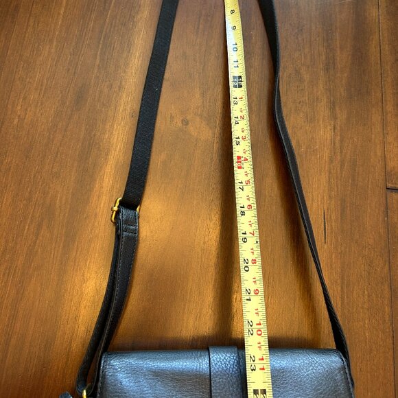 Fossil Kinley Small Black Fold Over Leather Crossbody Bag Black Pebbled Leather - Picture 16 of 16